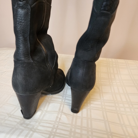 Timberland black suede tall boots heels 8 braid detail - Picture 3 of 11